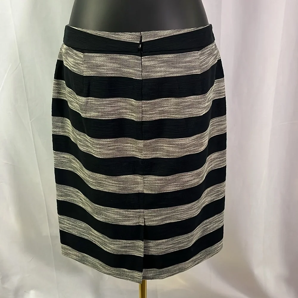 J. Crew Factory Black & Cream Striped Pencil Skirt